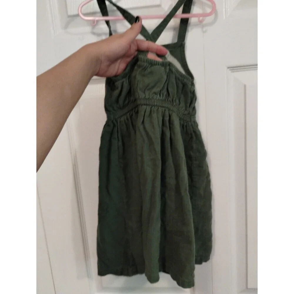 Carter's girls Green and floral linen blend cross back‎ midi dress